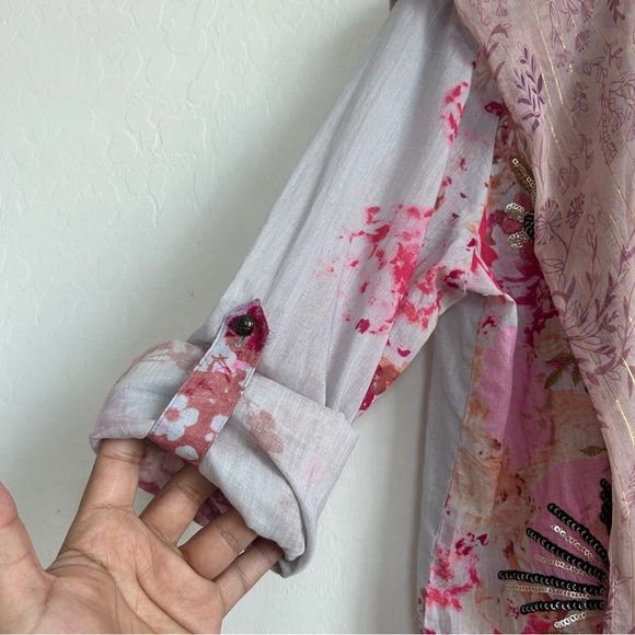 Aratta Silent Journey Jacket Small Hooded Lightweight Floral Embroidered Sequins - Picture 4 of 10